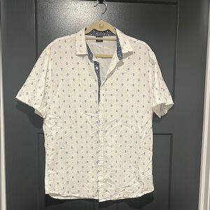 White Anchor Print Men's Shirt